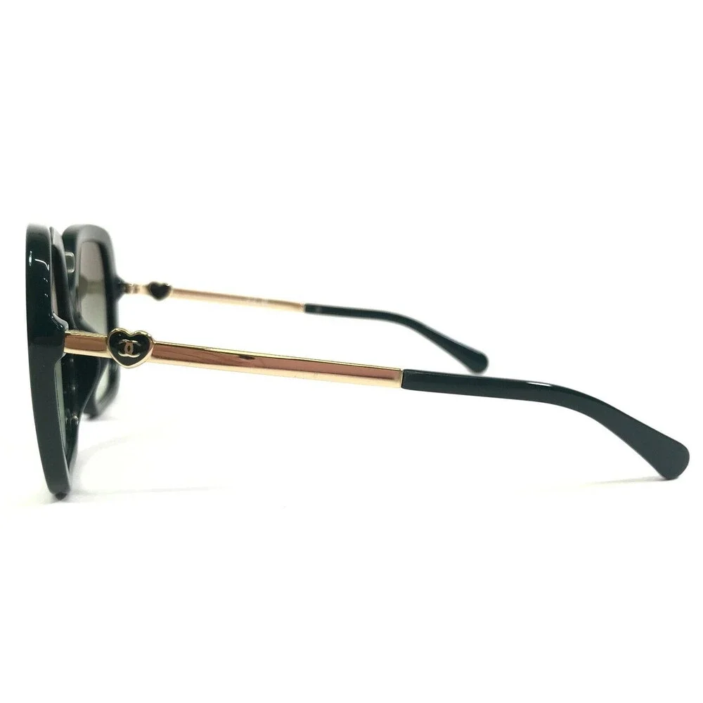 CHANEL Sunglasses 5521-A c.1459/S3 Oversized Polished Green Gold Hearts Hexagon